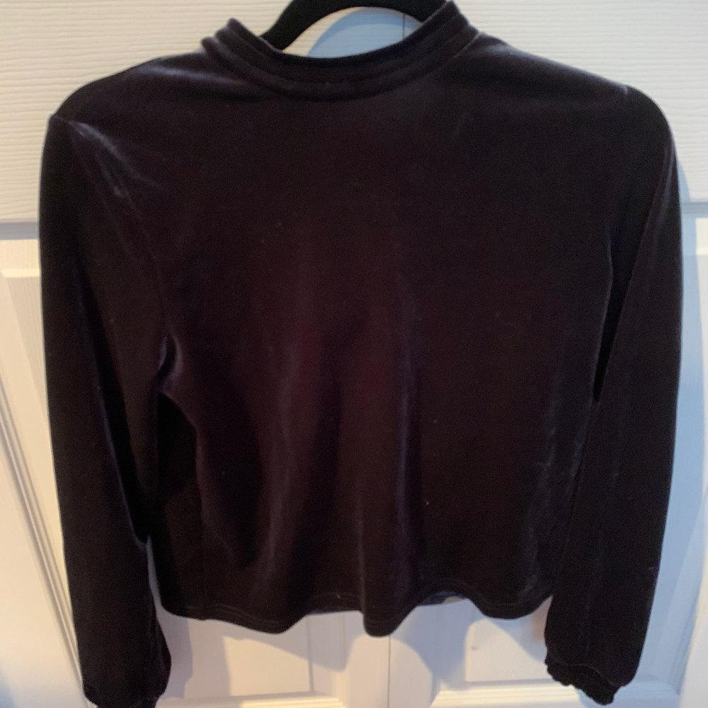 NWT Zara Crop Top Blue/Black/Grey Velour Top